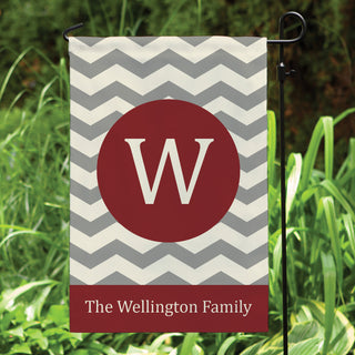 Chevron Family Name Personalized Garden Flag---Wine