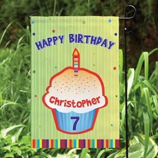 Happy Birthday Personalized Garden Flag ---Green