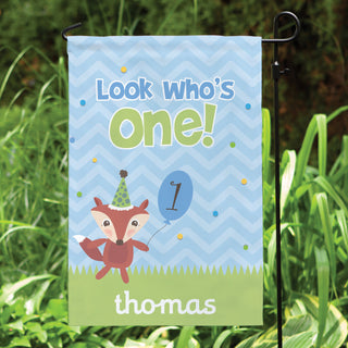 Boy's Look Who's One Personalized Garden Flag