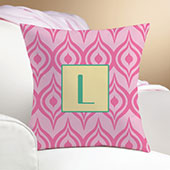 Pink Ikat Personalized Pillow