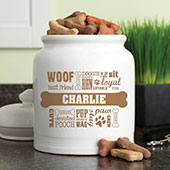 Dog Words Brown Personalized Treat Jar