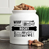 Dog Words Black Personalized Treat Jar