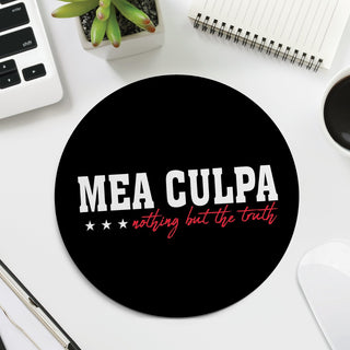 Mea Culpa Black Round Mouse Pad