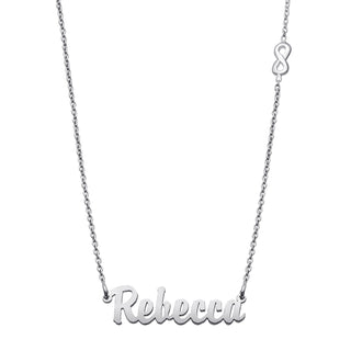 Sterling Silver Mini Name Pendant on 16+2" Infinity Chain Necklace