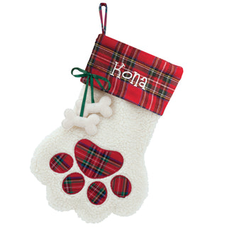 Sweet Dog Personalized Red Plaid Stocking