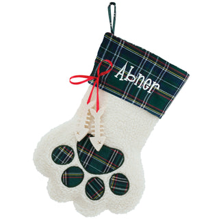 Sweet Cat Personalized Green Plaid Stocking