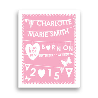 Girl's Birth Info Personalized 11x14 Canvas