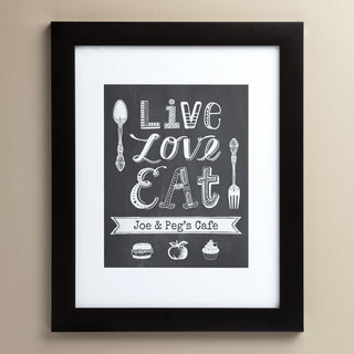 Live, Love, Eat Personalized 11x14 Framed Print---Black