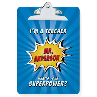 Super Teacher Personalized Clipboard---Blue