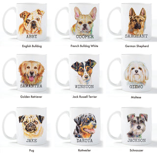 Dog Breeds Personalized White Coffee Mug - 11 oz.