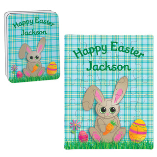 Happy Easter Personalized Puzzle and Tin---Bunny