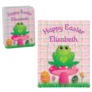 Happy Easter Personalized Puzzle and Tin---Frog