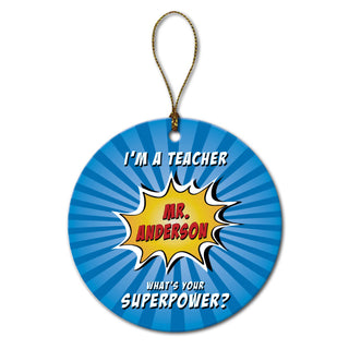 Super Teacher Personalized Ornament---Blue