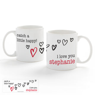 Robin Zingone Catch A Little Happy Personalized White Coffee Mug - 11 oz.