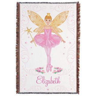 Ballerina Fairy Personalized Fringe Throw Blanket