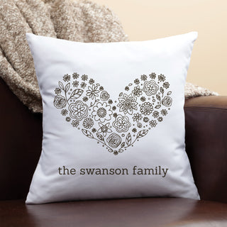 Flower Heart Personalized 14" Throw Pillow