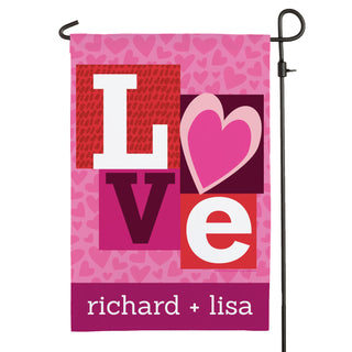 Robin Zingone Happy LOVE Personalized Garden Flag