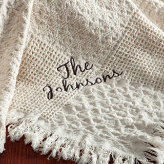 Personalized Woven Throw---Script Font