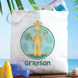 Sweet Giraffe Personalized Tote Bag---Boy