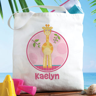 Sweet Giraffe Personalized Tote Bag---Girl