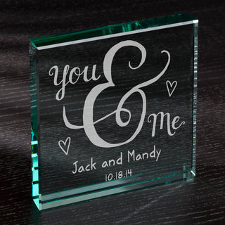 You & Me Personalized 6x6 Glass Keepsake