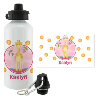 Sweet Giraffe Personalized Water Bottle---Girl