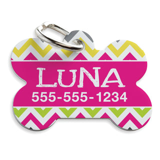 Pet tag pink chevron