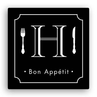 Bon Appetit Personalized 12x12 Canvas--Black