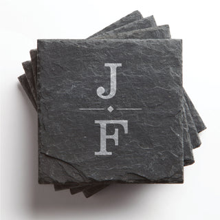 Our Initials Set of 4 Personalized Slate Coasters