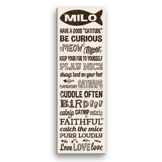 Cat Rules Personalized 6x18 Personalized Cream Canvas