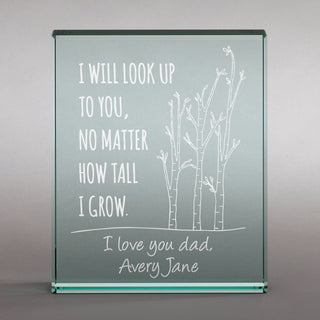 I Will Look Up To You Personalized 4" x 5" Glass Keepsake