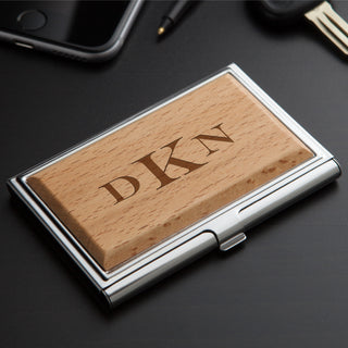 Personalized Wood Business Card Case---Block Monogram