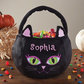 Personalized Black Cat Halloween Basket