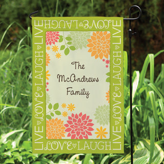 Live, Laugh, Love Personalized Floral Garden Flag