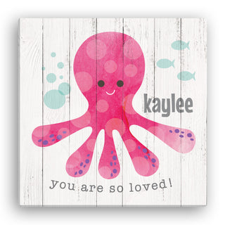 Pink Octopus Personalized 16x16 Canvas