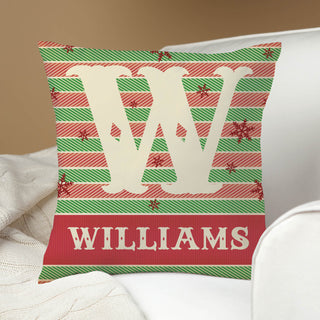 Holiday Herringbone Personalized 14" Throw Pillow