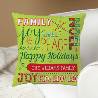 Christmas Words Personalized 14" Throw Pillow