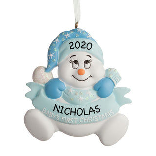 Personalized Blue Snowbaby Ornament