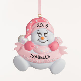 Personalized Pink Snowbaby Ornament