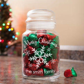 Snowflakes Personalized Glass Treat Jar