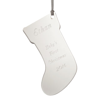 Personalized Silver Stocking Ornament