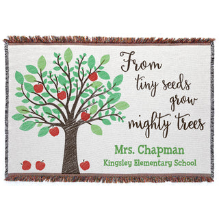 From Tiny Seeds Grow Mighty Trees Personalized Fringe Throw Blanket