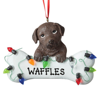 Personalized Dog Breed Bone Ornament---Chocolate Lab