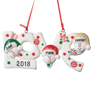 Snowman Love Personalized Ornament---Family Of Three