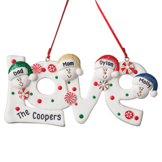 Snowman Love Personalized Ornament---Family Of Four