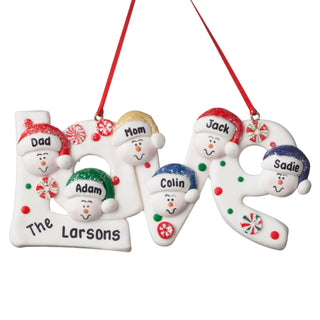 Snowman Love Personalized Ornament---Family Of Six