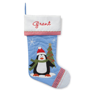 Personalized Quilted Christmas Stocking---Penguin