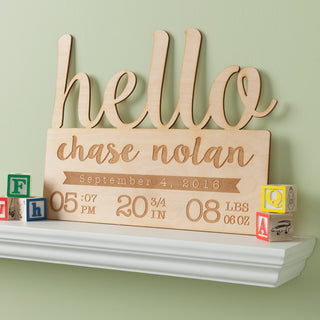 Hello Baby Personalized Wood Plaque