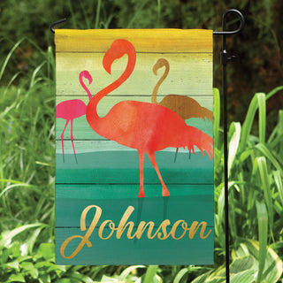 Pink Flamingos Personalized Garden Flag