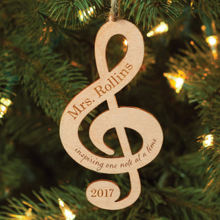 Personalized Wood Treble Clef Ornament